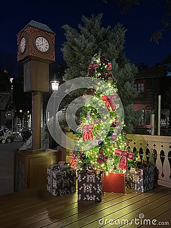 Christmas Decorations in Epcot`s Norway Pavillion Editorial Stock Photo
