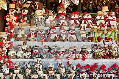 Colored Christmas decorations: snowman and reindeer. Colors Stock Photo