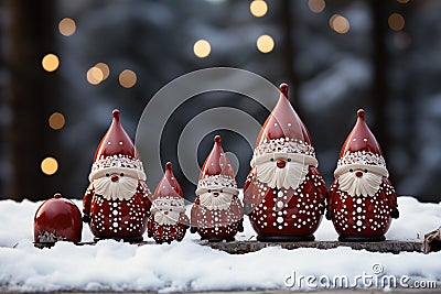 Christmas decorations and gnomes with dark brown and orange color on a white background Stock Photo