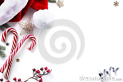 Christmas decorations and holidays sweet on white background Stock Photo