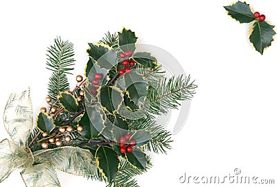 Christmas decorations with holly berries Stock Photo