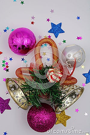 Christmas decorations with jingle bells Stock Photo