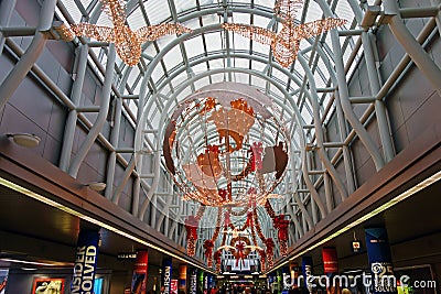 Christmas Decorations, O'Hare Airport, Chicago Editorial Stock Photo