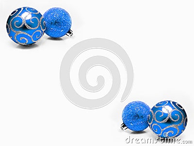 Christmas decorations ornaments shimmering blue and silver balls holidays Xmas background Stock Photo