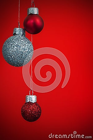 Christmas decorations on red background Stock Photo