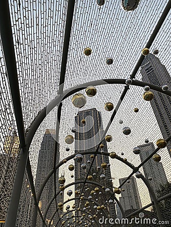 Christmas decorations on the sidewalk, Dubai Stock Photo