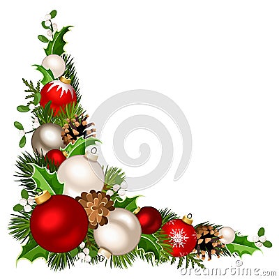 Christmas decorative corner background. Vector illustration. Vector Illustration