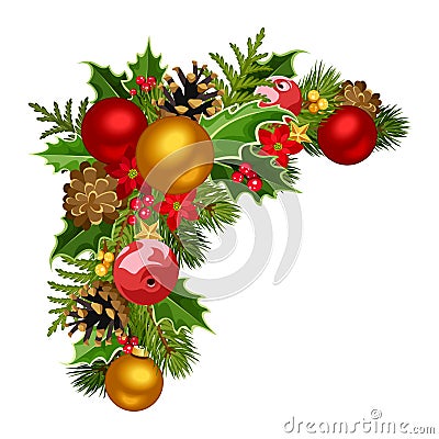 Christmas decorative corner. Vector Illustration