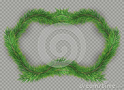 Christmas decorative fir tree frame with copy space and shadow. EPS 10 Vector Illustration