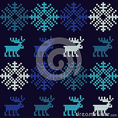 Christmas decorative snowflakesChristmas decorative snowflakes. Norwegian design. Geometrical figure. Seamless background. Boho st Cartoon Illustration