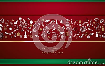 Christmas decorative winter elements. Merry Christmas and Happy New Year Vector Illustration