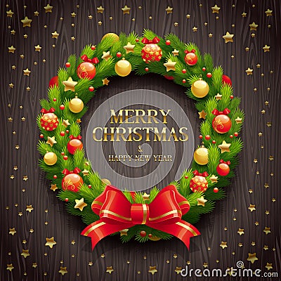 Christmas decorative wreath Vector Illustration