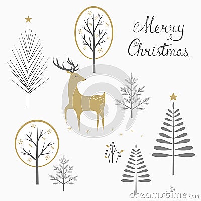 Christmas deer card Vector Illustration