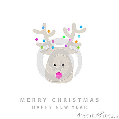 Christmas deer character greeting card, white background Stock Photo