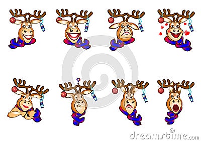 Deer Emoji, Deer Emotions, Emoji Deer set, Stickers mood Stock Photo