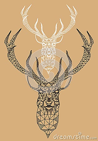 Christmas deer with geometric pattern, vector Vector Illustration