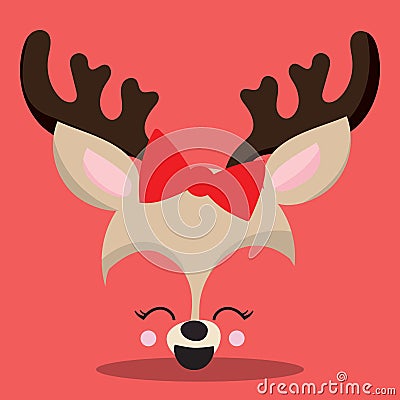 CHRISTMAS DEER HAPPY 01 Vector Illustration