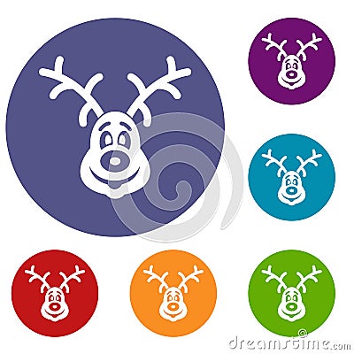 Christmas deer icons set Vector Illustration