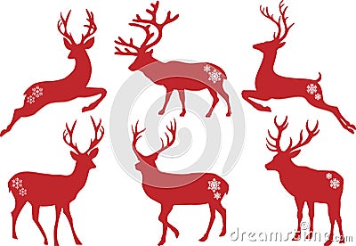 Christmas deer stags, vector set Vector Illustration