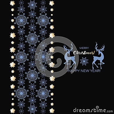 Christmas deers, garland. Greeting card, poster. Holiday vector decoration. Winter holiday template Vector Illustration