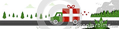 Christmas delivery and ship vector illustration Vector Illustration
