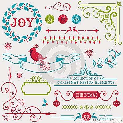 Christmas design elements. Vector set. Vector Illustration