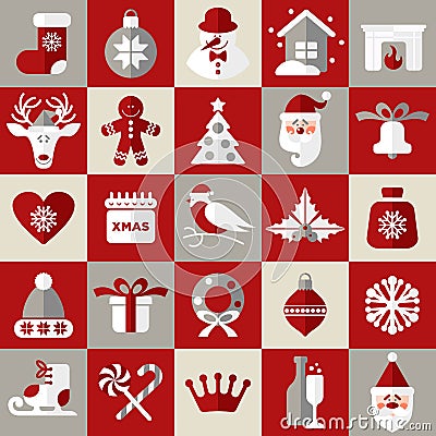 Christmas design icons set. happy new year card.. Vector Illustration