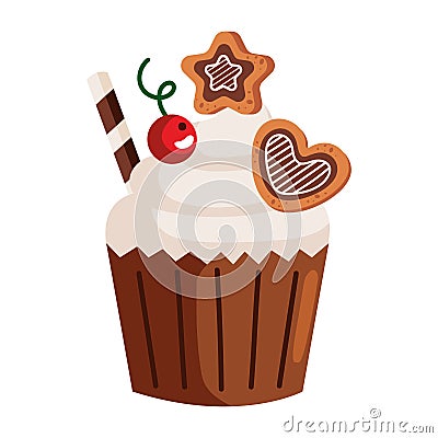 christmas dessert cupcake sweet Vector Illustration