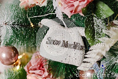 Christmas details, beautiful Christmas tree close Stock Photo