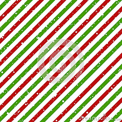 Christmas diagonal striped red and green lines on white background with snow texture, Vector Vector Illustration