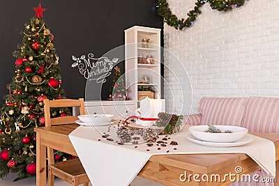 Christmas dining hall Stock Photo