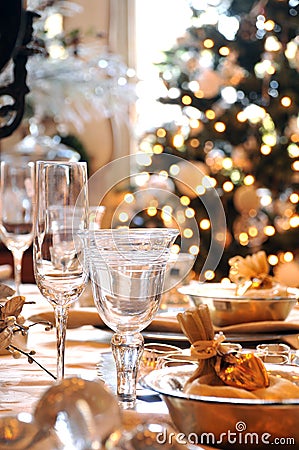 Christmas dining table Stock Photo