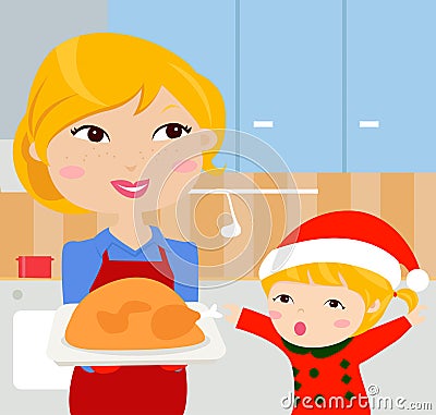 Christmas dinner Vector Illustration