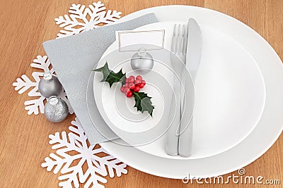 Christmas Dinner Place Setting Stock Photo