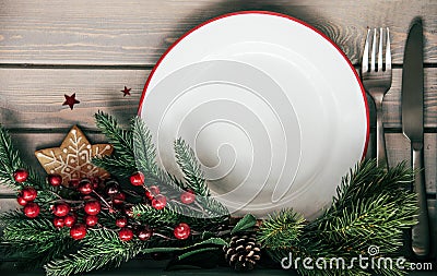 Christmas dinner plate Stock Photo