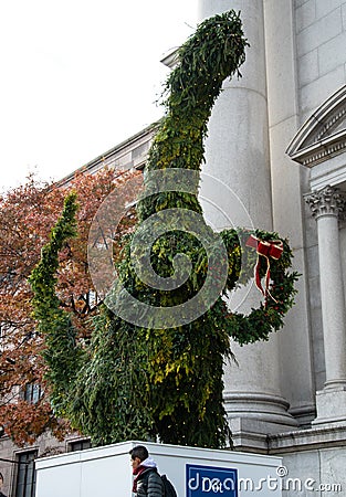 Christmas Dinosaur topiary Editorial Stock Photo