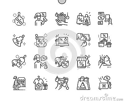 Christmas discounts Well-crafted Pixel Perfect Vector Thin Line Icons 30 2x Grid for Web Graphics and Apps. Vector Illustration