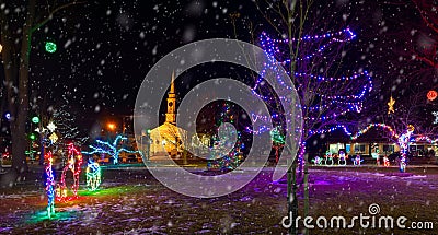 Christmas on the town square, Twinsburg Ohio Stock Photo