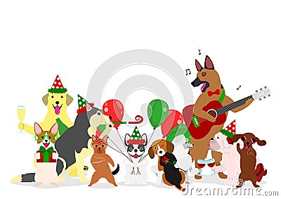 Christmas dogs group Vector Illustration