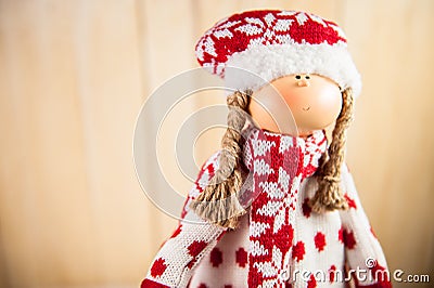 Christmas doll waiting for Santa Stock Photo