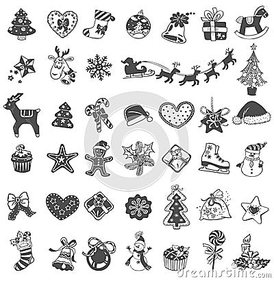 Christmas doodle icons Vector Illustration