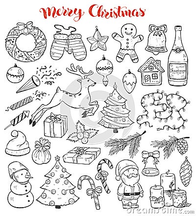Christmas doodles collection Vector Illustration