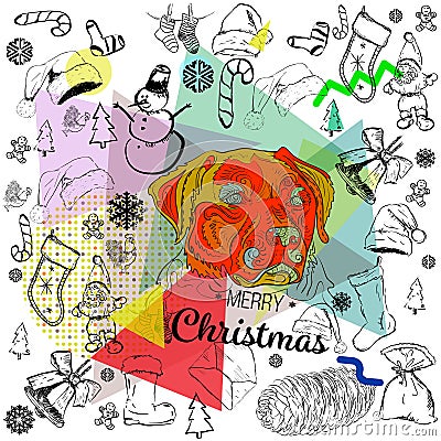 Christmas doodles set Stock Photo