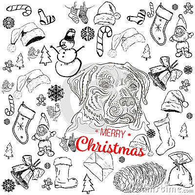 Christmas doodles set Stock Photo