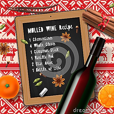 Christmas drink mulled wine Vector Illustration