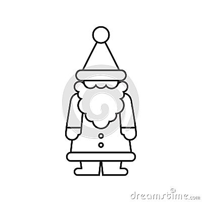 Christmas Dwarf Silhouette Outlined Vector Illustration