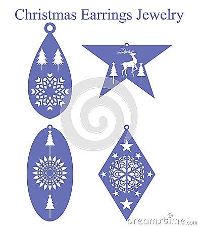 Christmas Earrings Jewelry laser cut design Vector Illustration