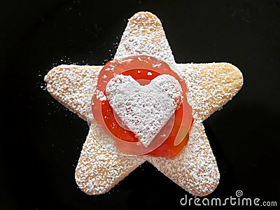 Christmas / Easter / celebration strawberry jelly / jam cookie Stock Photo