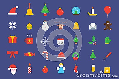 Christmas Elements icons Collection Vector Illustration