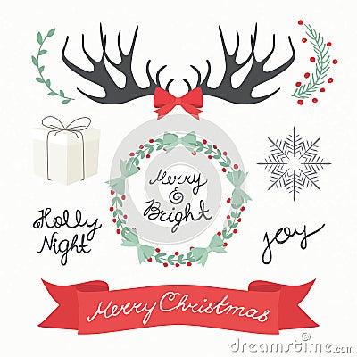 Christmas Elements and Symbols. Vectors illustration Vector Illustration